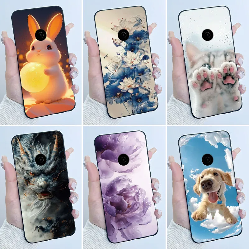Hülle für Nokia 110 4G 2023 Handyhülle, ästhetisch, luxuriös, niedlich, cool, für Jungen und Mädchen, Muster, schwarz, matt, weiche Silikon-Rückseite