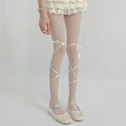 JK Lolita Tights Pantyhose Women Japanese Style Bandage Bowknot Thigh High Stockings Women Tights Sweet Girls Kawaii Cute Tights