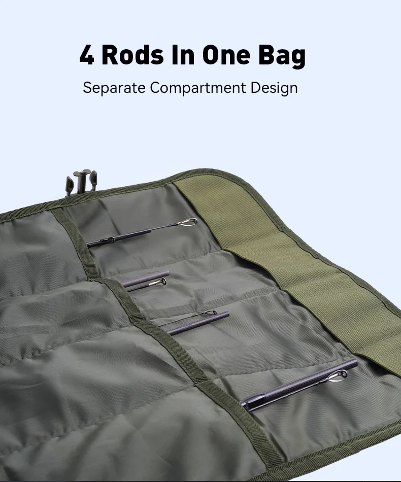 KINGDOM Tragbare Faltbare Angelruten-Tasche Wasserdichter Ruten-Aufbewahrungskoffer Mehrfache Tragemöglichkeiten Umhängetasche Angelzubehör-Organizer – Detail 4