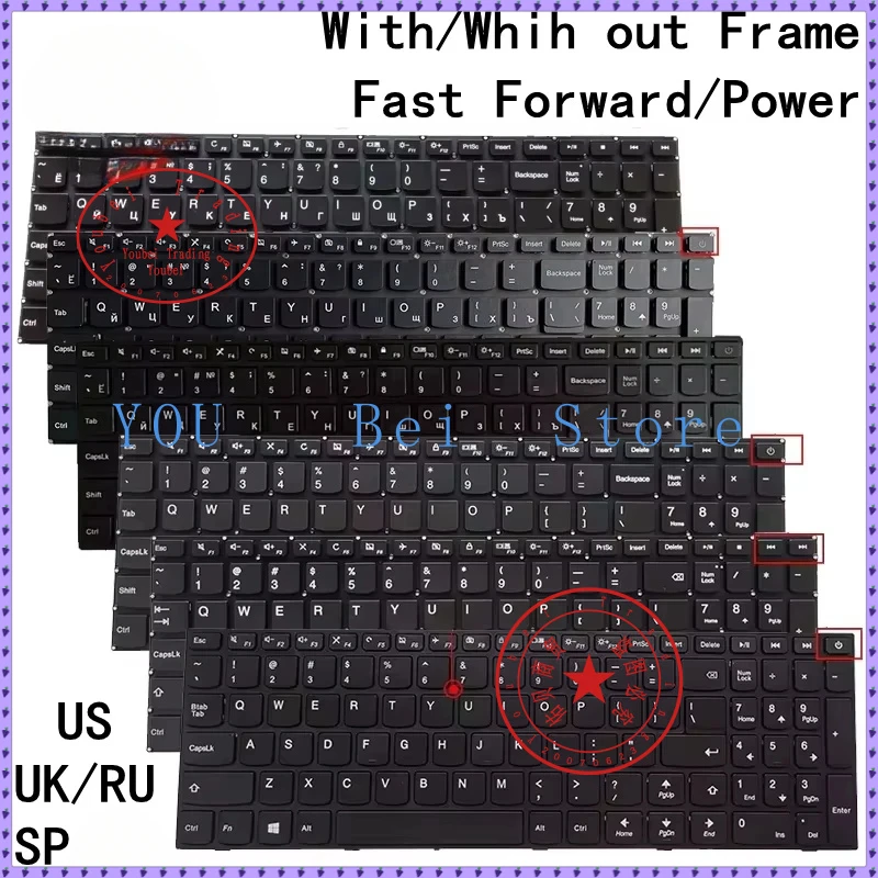 Teclado de laptop US/UK/RU/SP/CH para Lenovo Ideapad 110-15 IKB/IBD/IBR/ISK/ACL/AST V310-15/V110-15 IAP/ISK/IBR E52-80