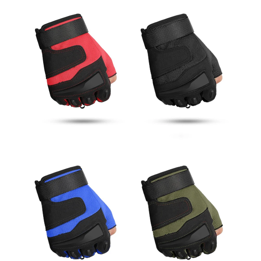 

Men Half-finger Protective Gloves Breathable Elastic Shock-absorbing Anti-slip Thicken Cloth Material Fitness Riding