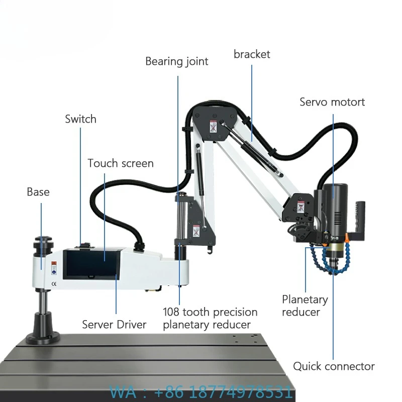 PLC Control Torque Protection 220V Electric Threading for Steel/Alu M3-M16 Servo Self-Tapping Machine - 3-Axis Articulated Arm