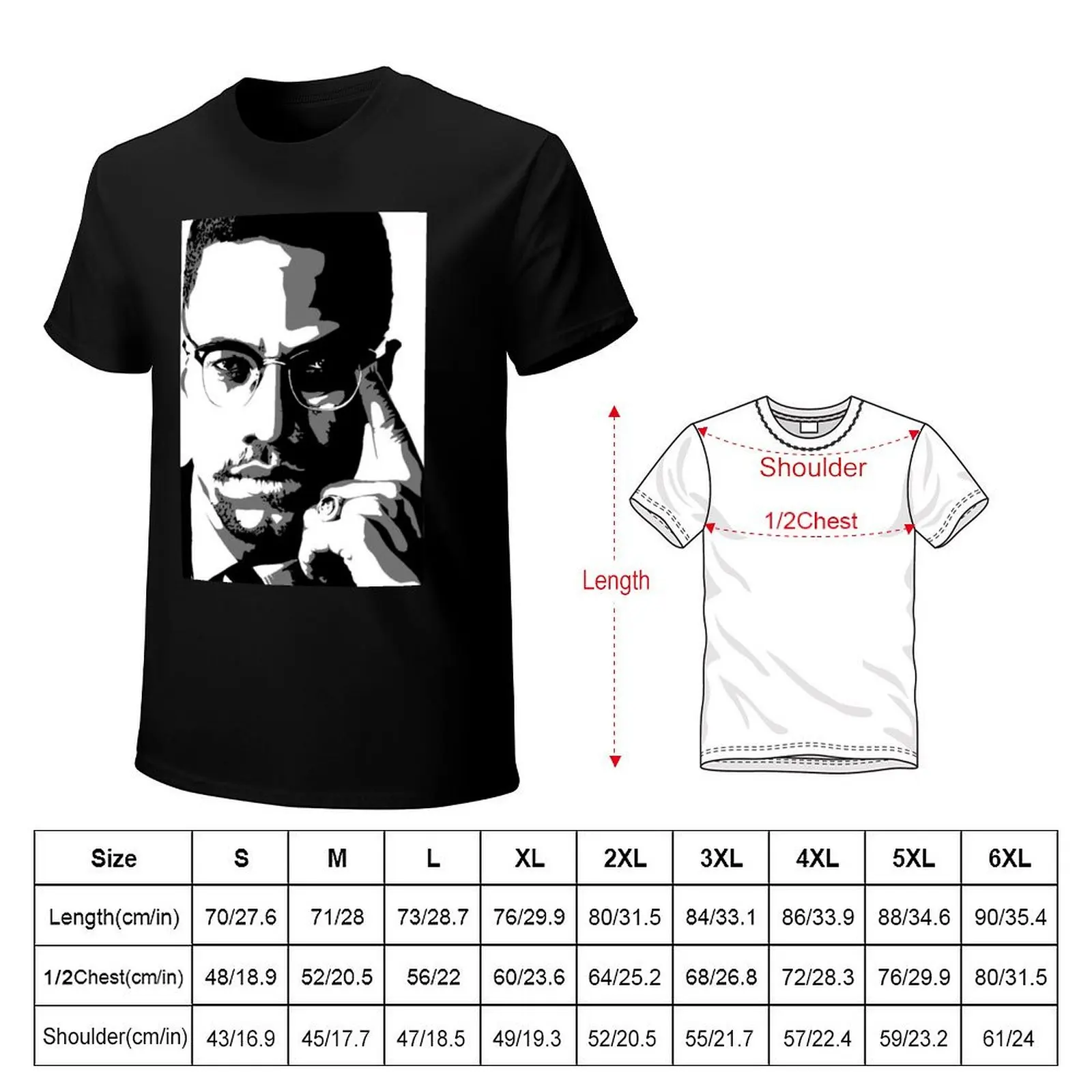 Malcolm X T-Shirt Casual Fashion Short Sleeve Cotton T-Shirt