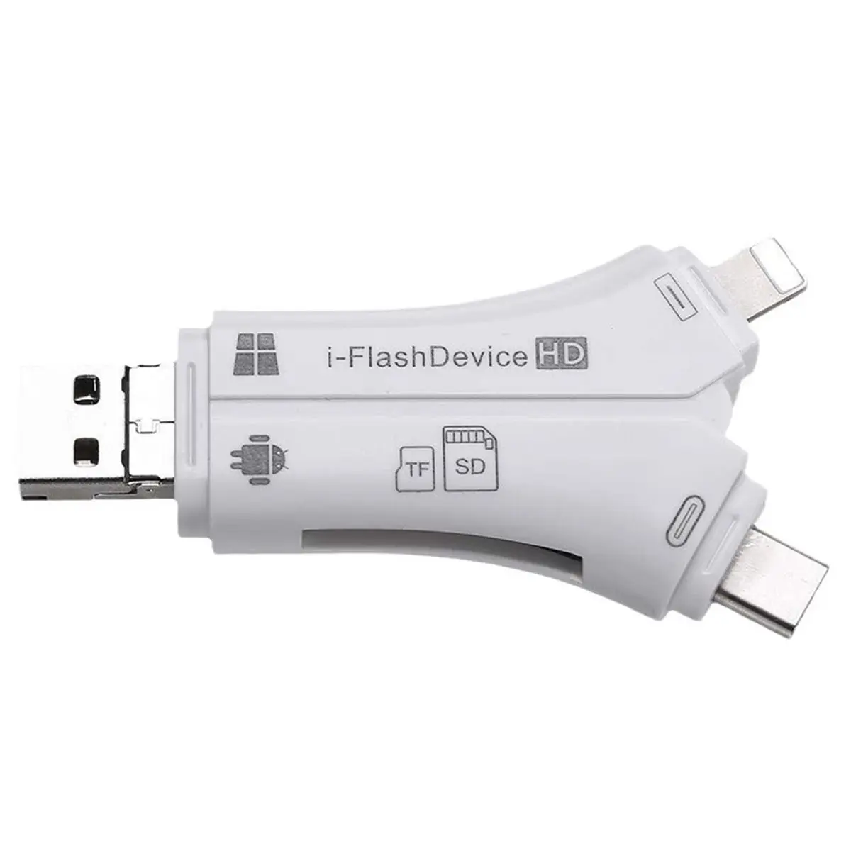 DT90 New USB2.0+Micro+Type-C+ 4-in-1 Multi-Interface Card Reader for SD/TF Card for Phone Android I-Flashdevice