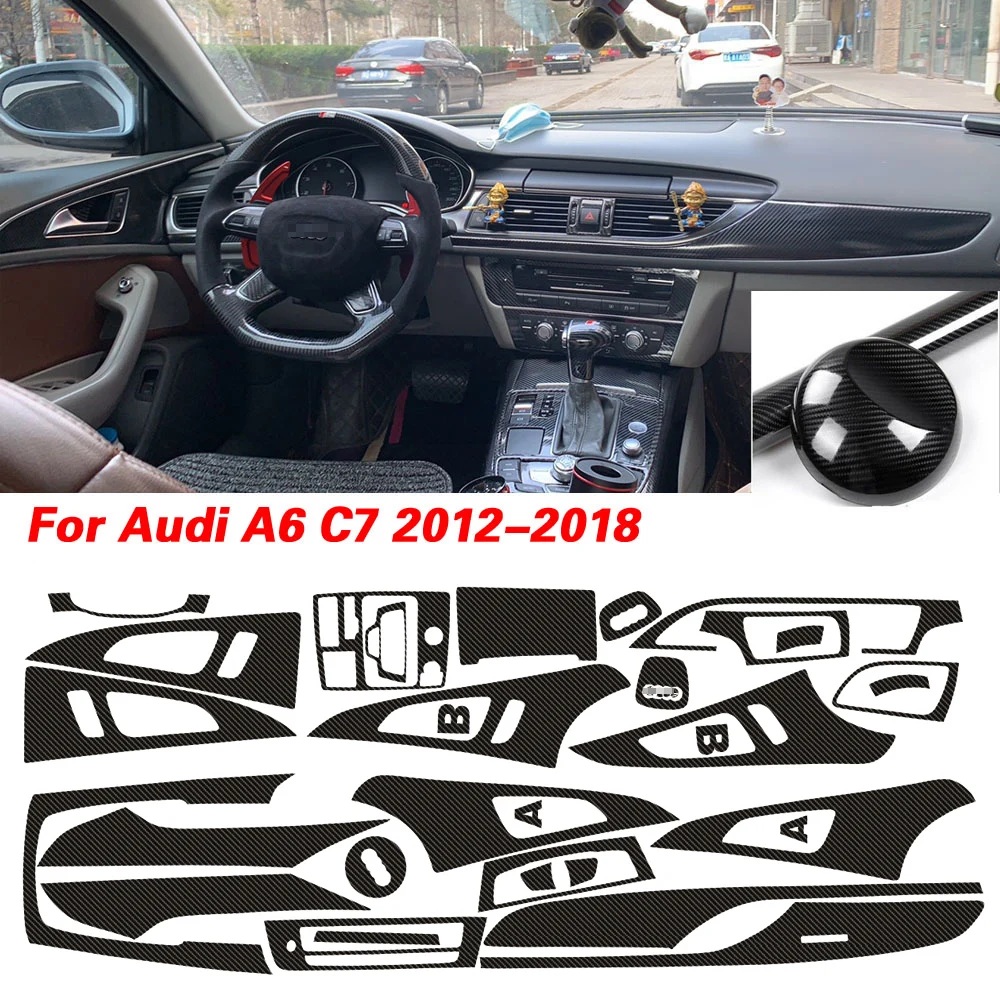 

For Audi A6 C7 2012-2018 Self Adhesive Car Stickers Carbon Fiber Vinyl Car stickers and Decals Car Styling Accessories