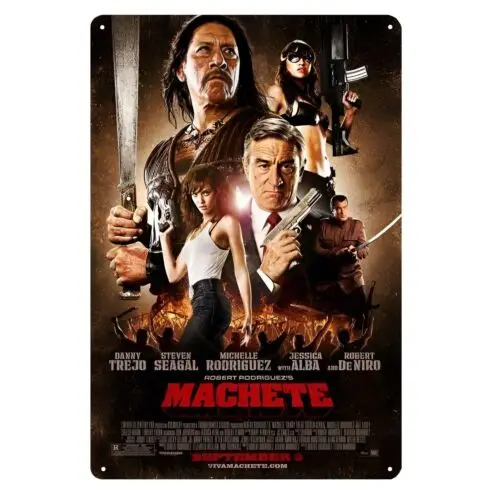 Póster de metal de la película Machete, letrero de chapa de 20x30cm, placa coleccionable de aluminio