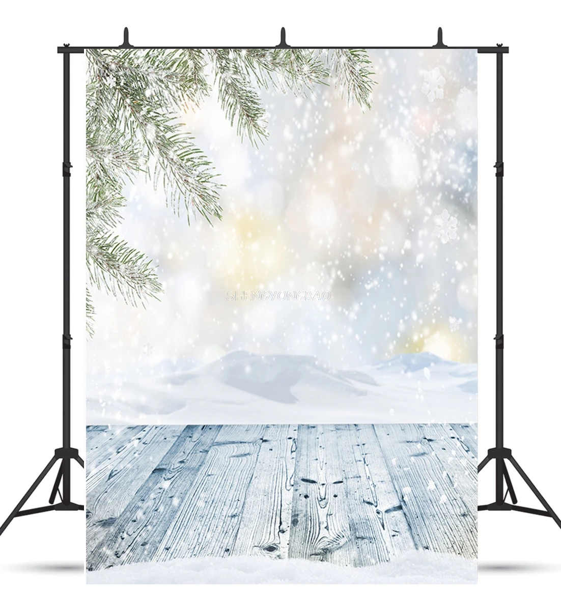 Vinyl Christmas Day Photography Backdrops Snowman and Pine Trees Forest Garland Theme Photo Studio Background 321025 FSS-255