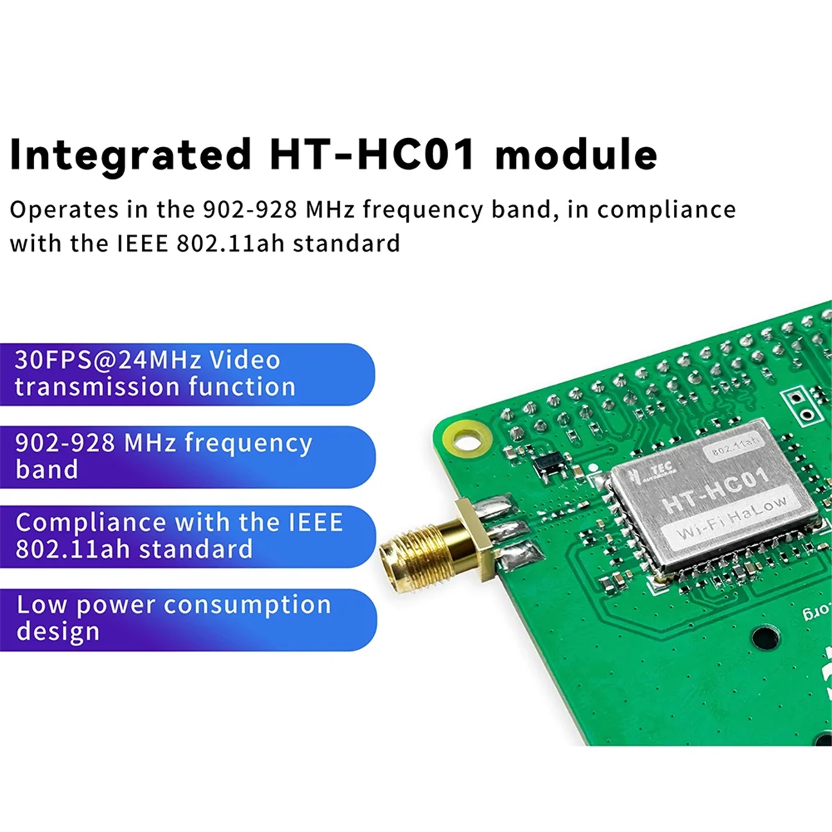ABXHA HR01 WiFi HaLow Module Pi-CamLow for Raspberry Pi HAT 5MP Camera 2KM Range 32.5Mbps Mesh Networking