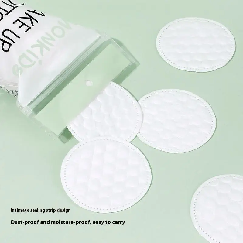 100 Uds. Almohadillas de algodón con textura de perlas de doble cara, almohadillas desmaquillantes circulares suaves y transpirables utilizadas para limpieza Facial diaria
