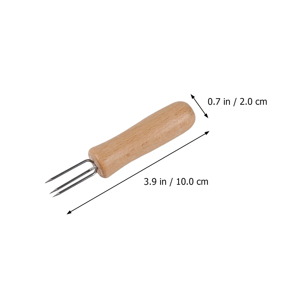 

10 Pcs Three-toothed Wooden Handle Fork Fruit Corn Forks Bracket Cob Skewer Stainless Steel