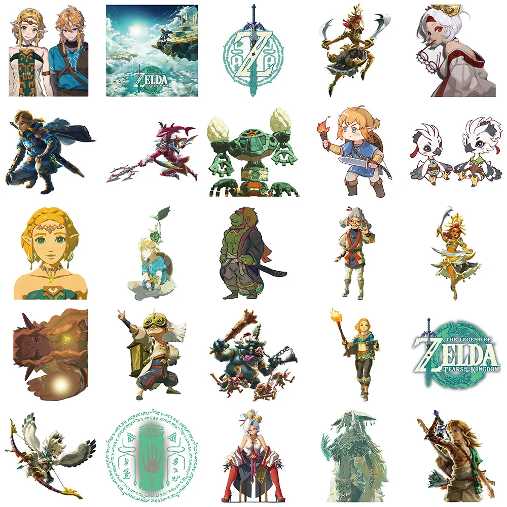 50PCS cartoon Anime Tears of the Kingdom of Zelda Stickers DIY Scrapbook Decoration Graffiti  Laptop Waterproof Sticker Toys