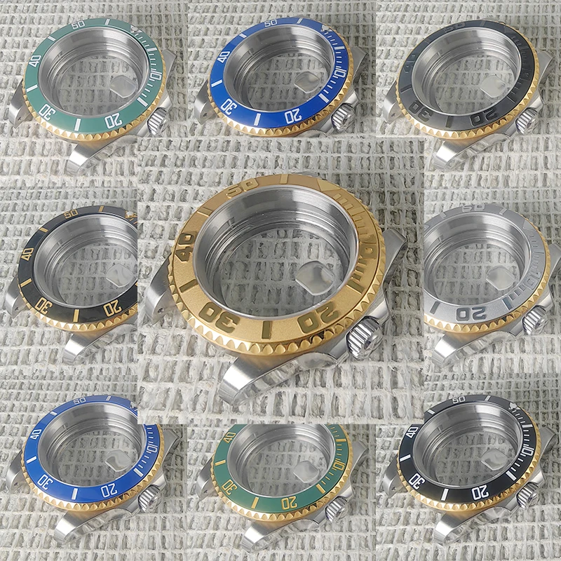 40MM Silver+Gold Case Accessories NH35A Sapphire Glass Gold Ceramic bezel with NH34/35/36 Movement Transparent Back