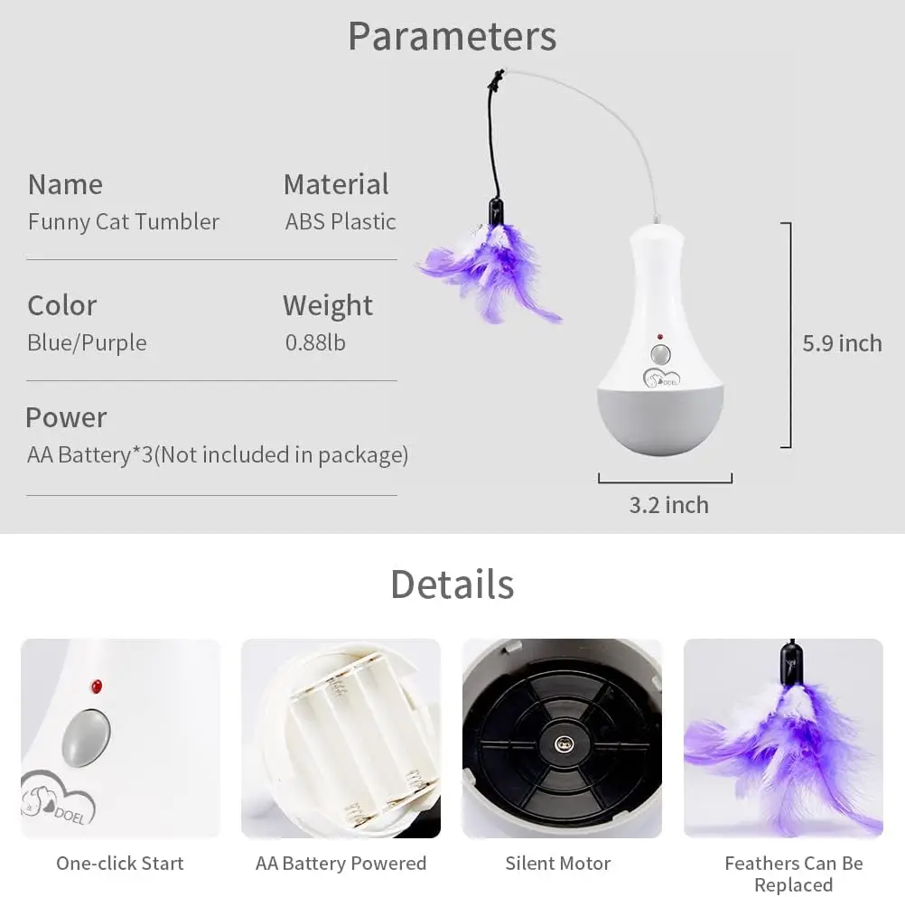 Cat Interactive Toys Funny Feather Kitten Teaser Indoor Play Automatic Toy Gift Cat Feather Toy 4