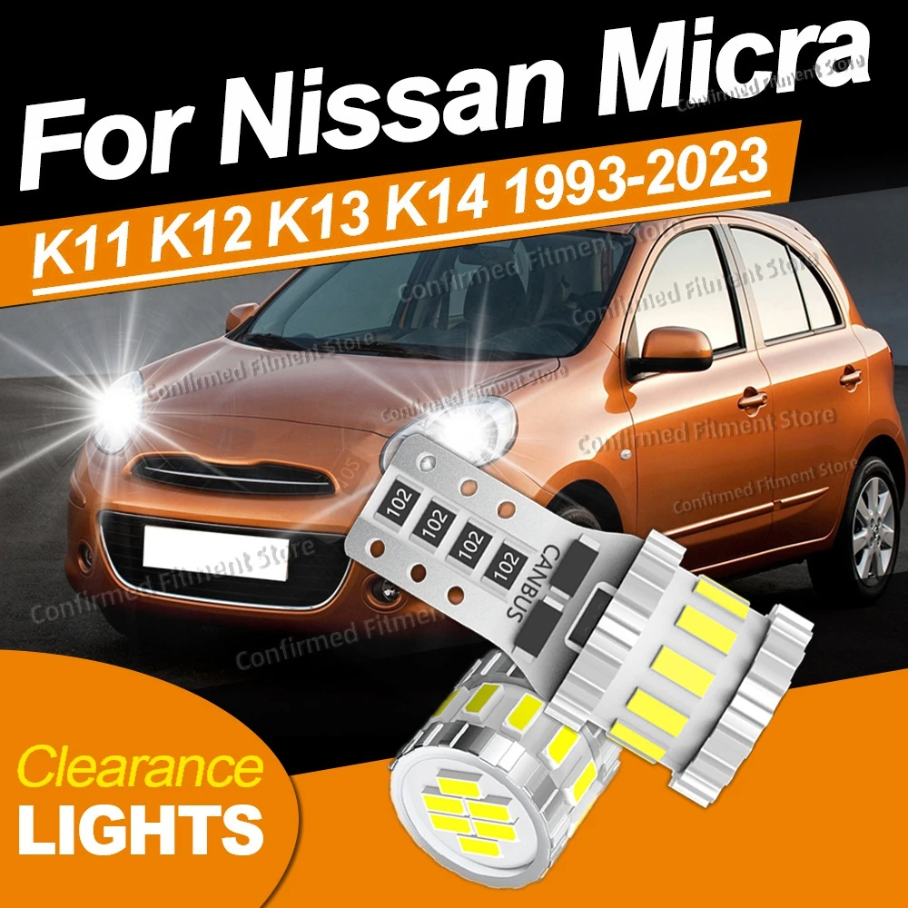 For Nissan Micra K11 K12 K13 K14 1993-2016 2017 2018 2019 2020 2021 2022 2023 New T10 Bulbs 3014 Car LED Clearance Light Canbus