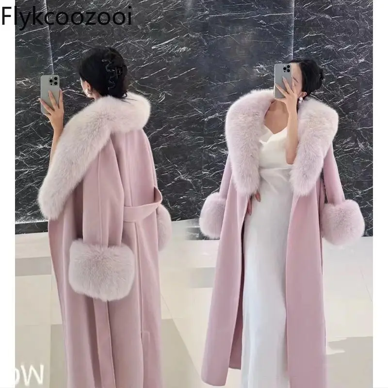 

New 2024 Winter New Imitation Fur Collar Temperament Camperas De Mujer Invierno Jaquetas Fashion Long Coat Women