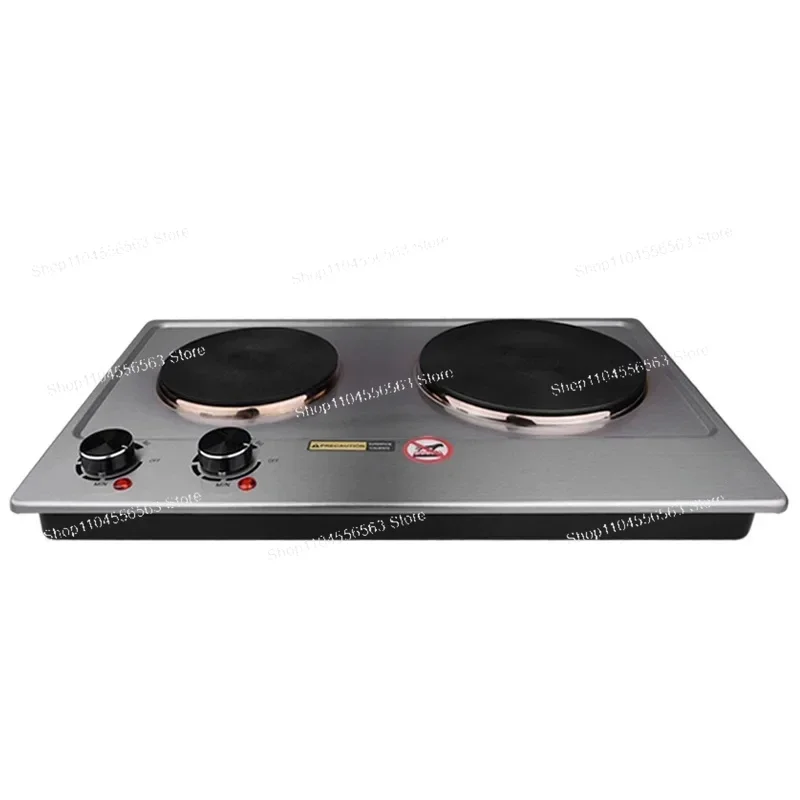 Kompor Listrik Dua Tungku Stainless Steel Daya Tinggi Temperatur Dapat Diatur untuk Penggunaan Rumah Tangga & Kantor dengan Proteksi Keamanan