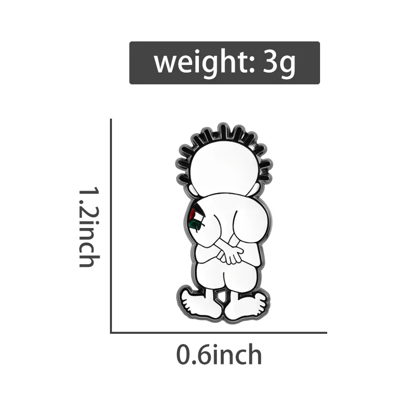 Cartoon Comic Boy Hard Brooch Enamel Pins Peace Freedom Black White Green Red Stripe Flag Kid Brooch Lapel Badge Jewelry Gifts
