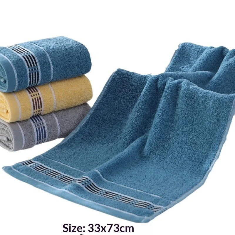 100% Cotton Face Towels, Striped Soft Absorbent Hand Towels, Reusable Household Bath Towels for Bathroom