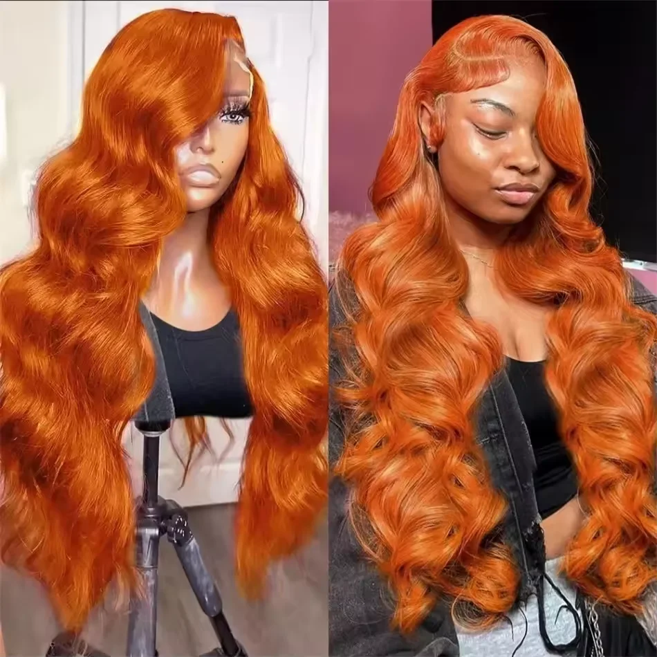 

Rosabeauty 30 38 Inch Ginger Orange 350# Body Wave Lace Frontal Wig Cheap 13x4 Lace Front Wig Colored Human Hair Wigs For Women