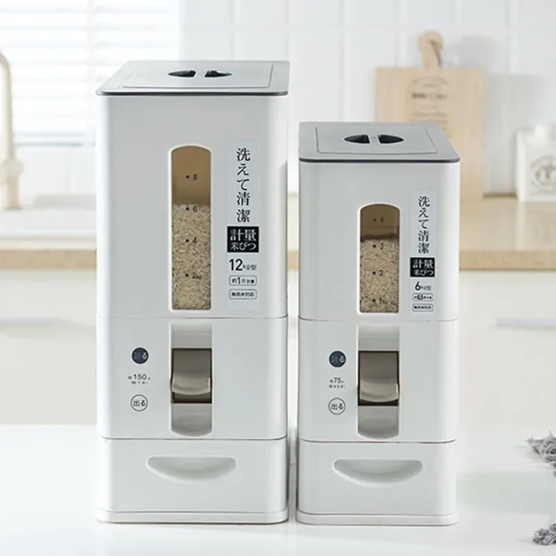  Metered Rice Storage Barrel Pest Control Moisture-Proof Grain Rice Cylinder with Lid Large Capacity Food Safe Kitchen Organizer