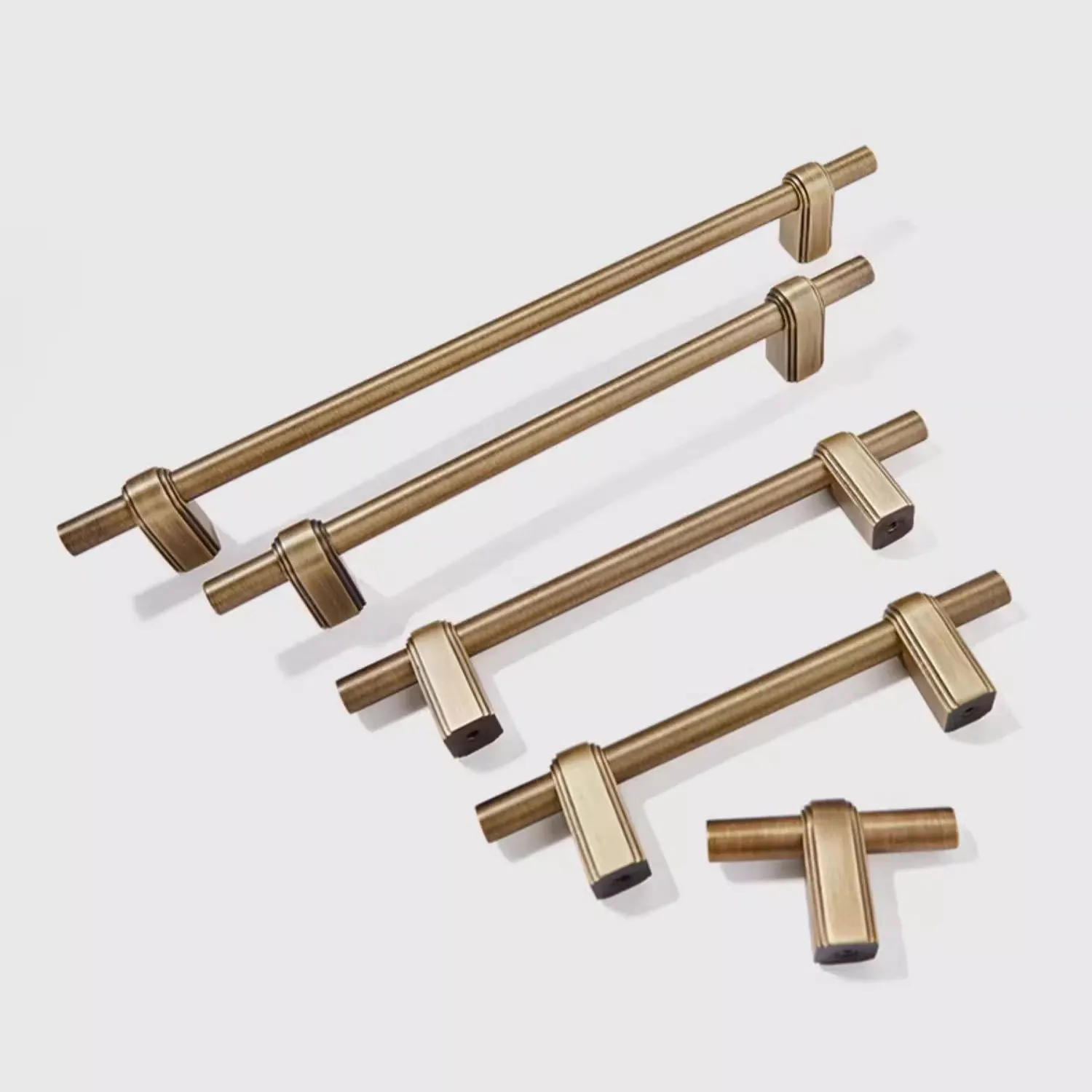 Vintage Solid Brass T Bar Cabinet Handles Knobs Antique Bronze Kitchen Cupboard Wardrobe Pulls Retro Furniture Hardware 320mm