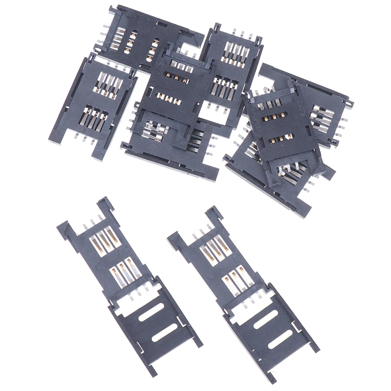 10 Stuks 2.5Cm Sim Kaarthouder 6 P Smd Smd 6 Pin Kaartaansluiting/6pin Slot/Stoelen/Houder Connector Voor Telefoon