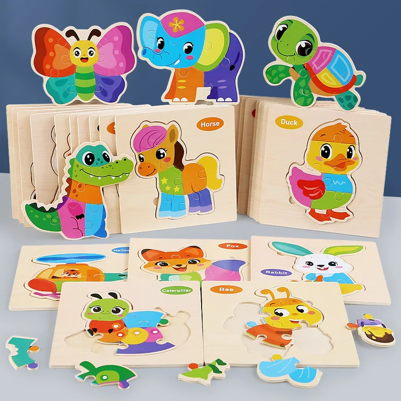 

Деревянные детские игрушки для детей 0-3 лет, когнитивные 3D трехмерные игрушки-пазлы, развивающие деревянные игрушки-головоломки для раннего образования