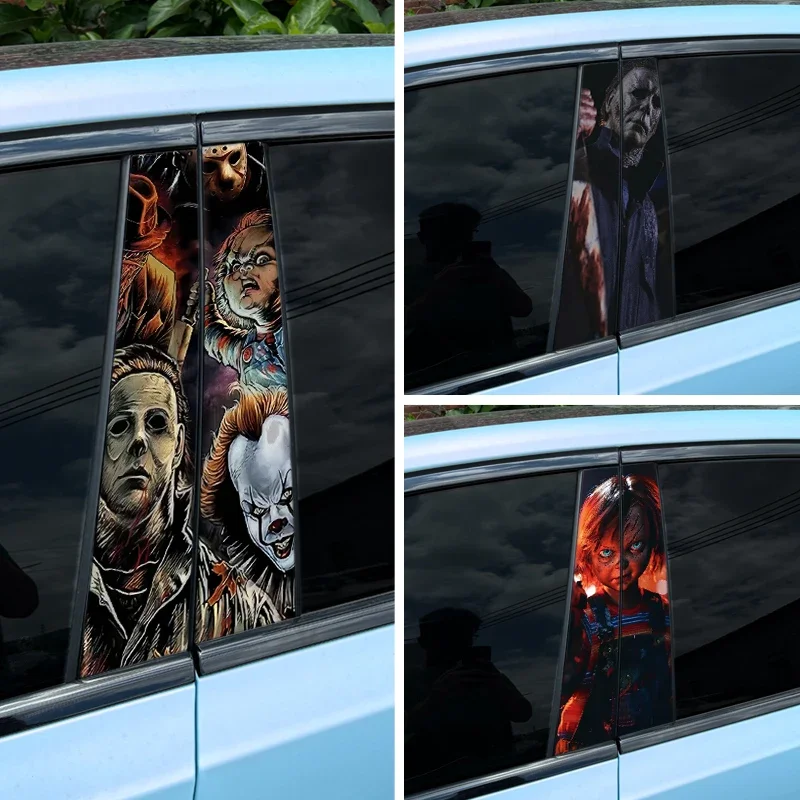 

1PC Halloween Horror Car Stickers Auto B Pillar Waterproof Cover Scratches Decoration DIY Car Doors Pillar Sunscreen PET Decals