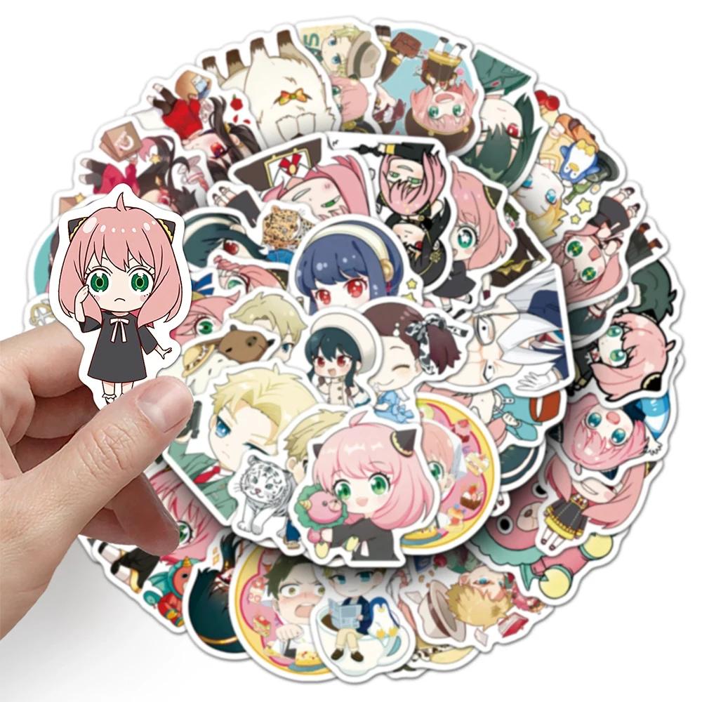 Pegatinas divertidas de Anime japonés SPY×FAMILY, calcomanías de dibujos animados, monopatín, equipaje, teléfono, pegatina de Manga clásica, embalaje, 10/30/50 Uds.