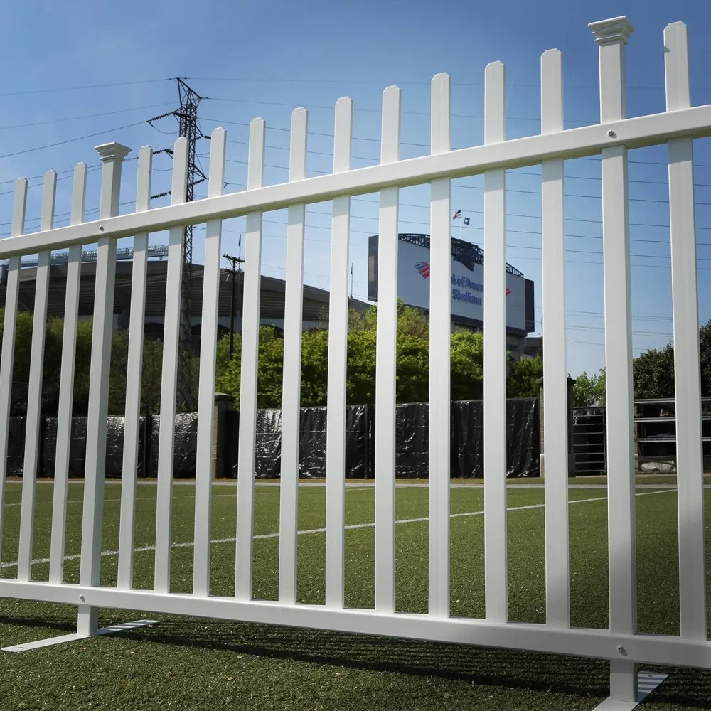 

White Vinyl Picket Fence Panel, Lightweight Portable Freestanding Kit, 3.5 Feet High x 7.6 Feet Wide Outdoor Fence