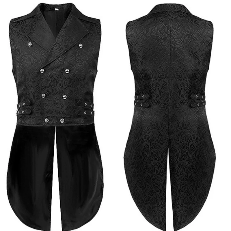 

2025 New Men's Jacquard Steamvest Medieval Clothing Steampunk Victorian Vest Ladies Dress Up Accessories