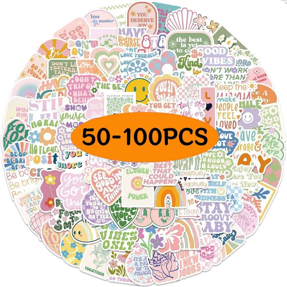 100/50pcs Pink Inspirational Words Stickers Graffiti Girls Gift Toys for DIY Phone Helmet Scrapbooking Laptop Suitcase Decals