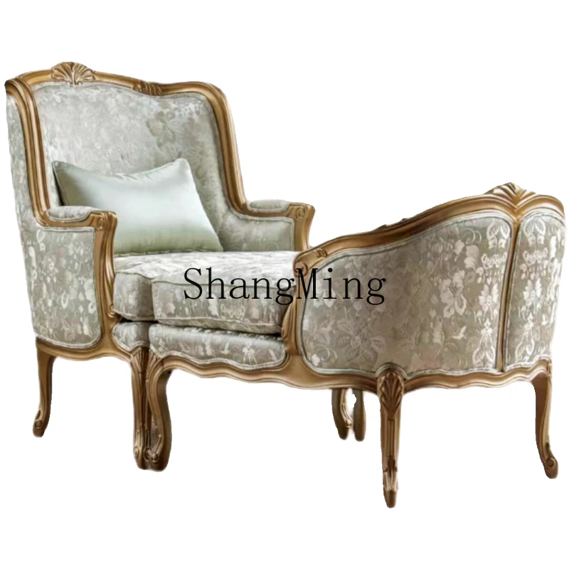

ZYY solid wood court decorative recliner single sofa carved bedroom luxury sofa chair