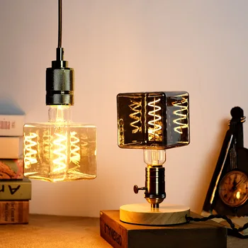 TIANFAN Vintage Led Lamp G95/G30 Edison Lamp 4W Dimbaar 220V 110V E26 E27 Ijsblokje decoratieve Gloeilamp Geel Warm