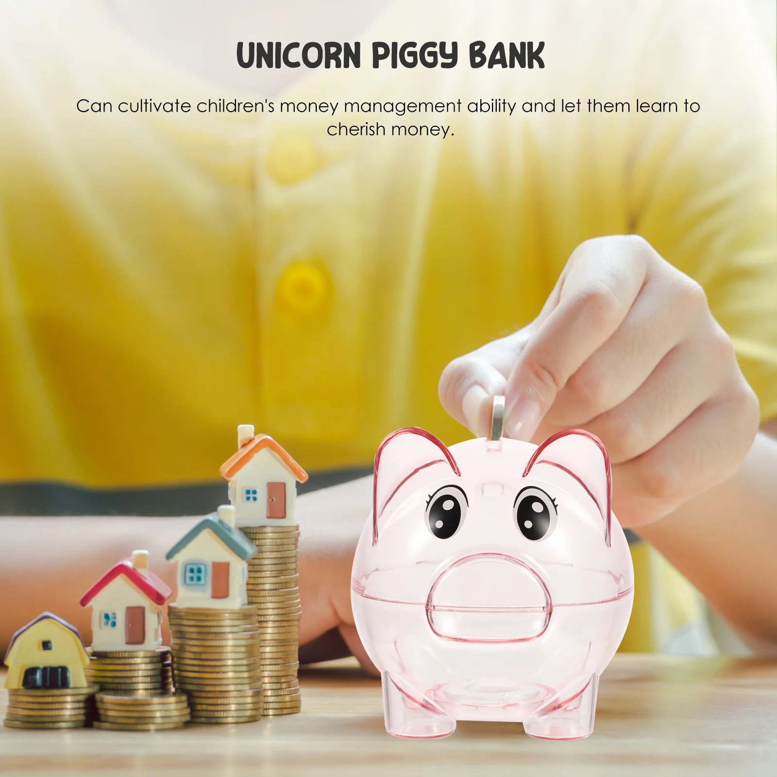 2Pcs Transparent Piggy Bank Jar for Kids Clear Coin Bank with Ample Space Cute Craftsmanship Ideal for Daily Savings and Room