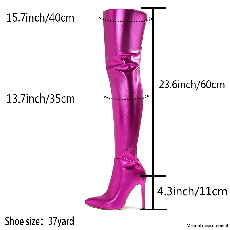 2024 Winter Size 43 High Heels Over The Knee Boots Women Sexy Pointed Toe Women's Thigh High Boots With Back Zip Fashion Shoes