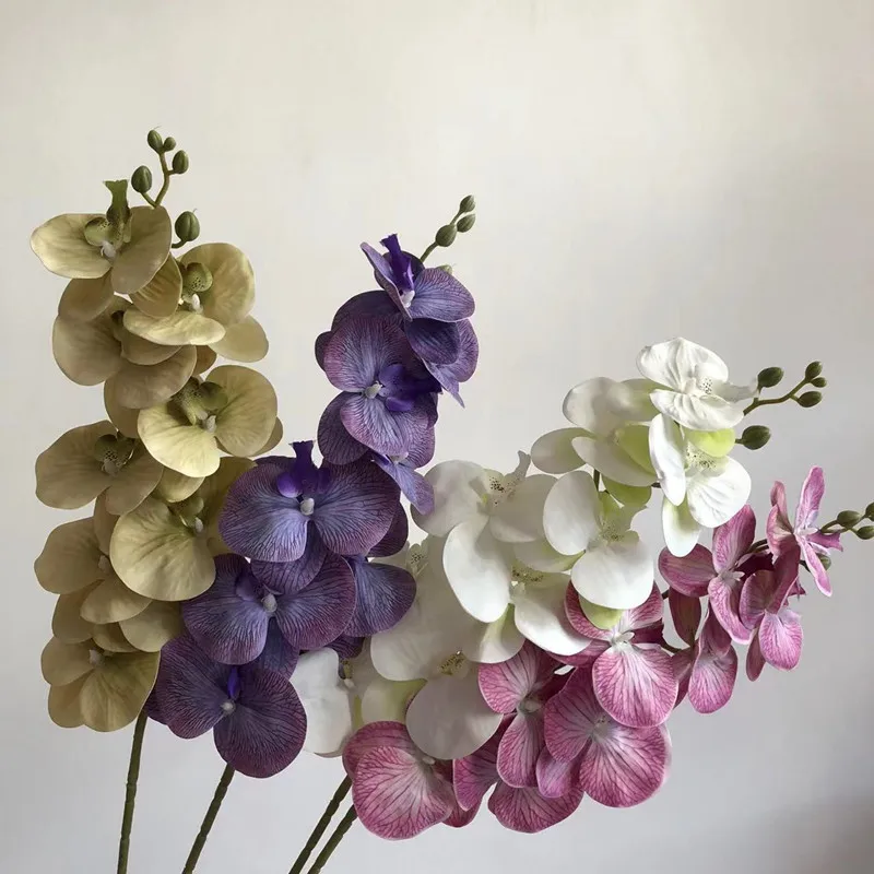 

beautiful 9 heads Butterfly Orchid, Atifical Flower long branch for Wedding home tabel decor Fake Flower for Hotel Decoration