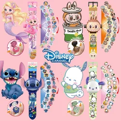 Disney Stitch Spiderman Labubu Watches Children's Anime Watch Toy Action Figures for Kids Frozen Pony Mickey Mouse Princess