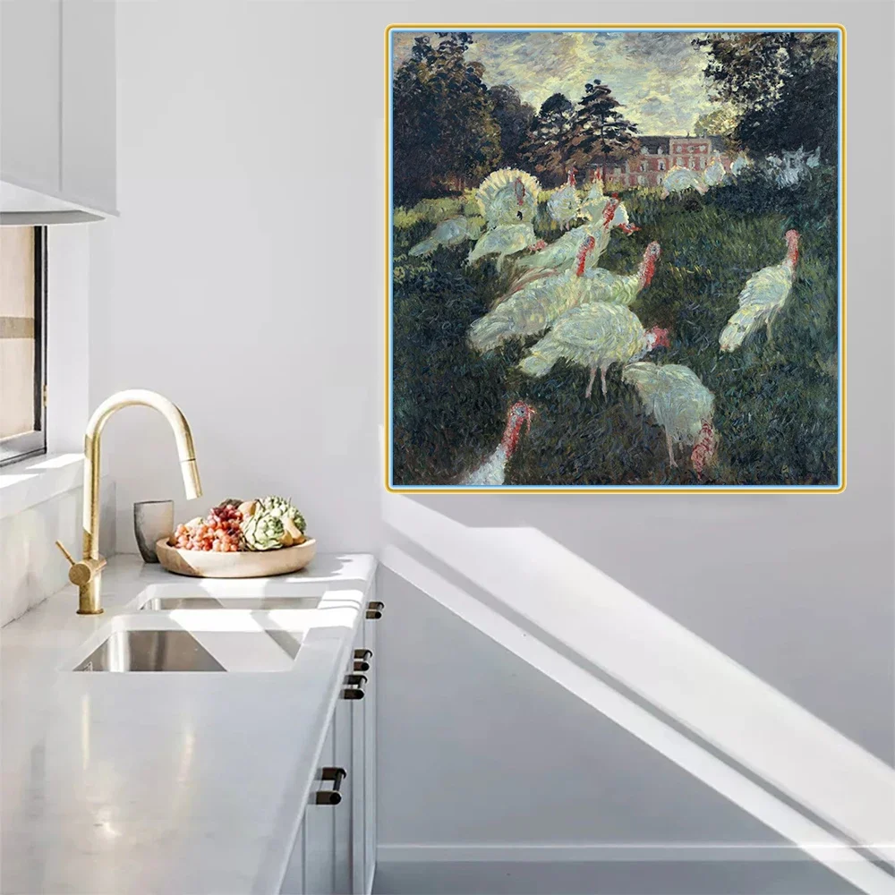 Citon Claude Monet《The Turkeys,1876》Canvas Art Oil Painting Artwork Poster Picture Modern Wall Decor Home Living room Decoration