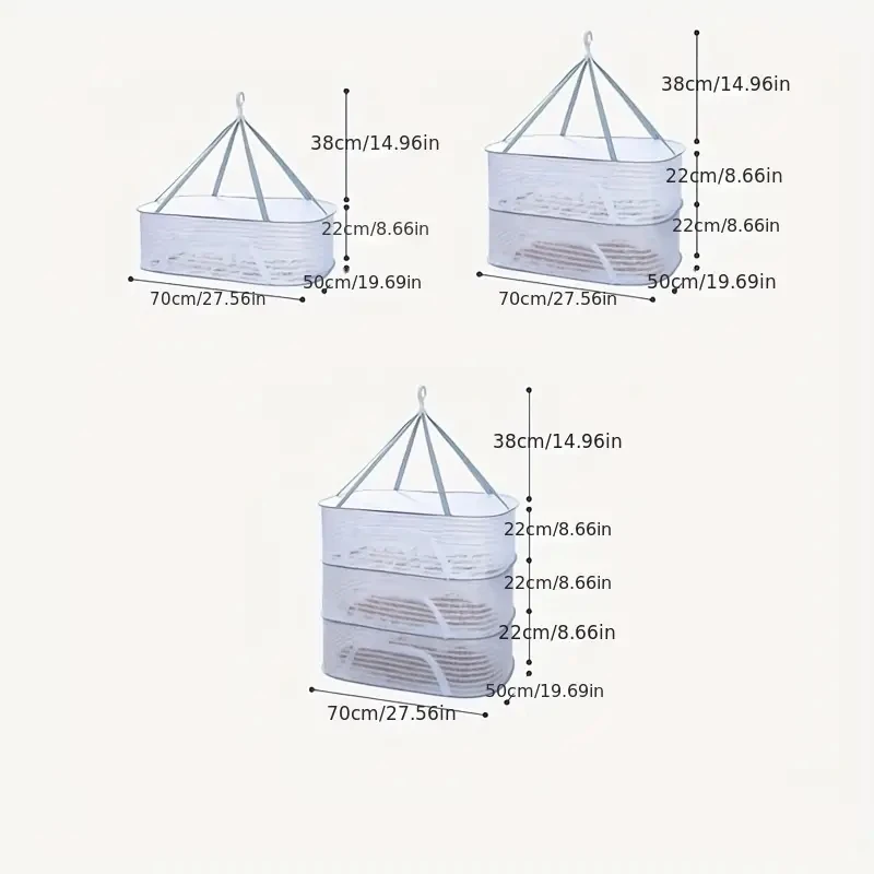 Three-Layer Drying Net Anti-Mosquito Drying Fish Net Strong And Durable Folding Food Drying Net for Vegetable Fruit Household