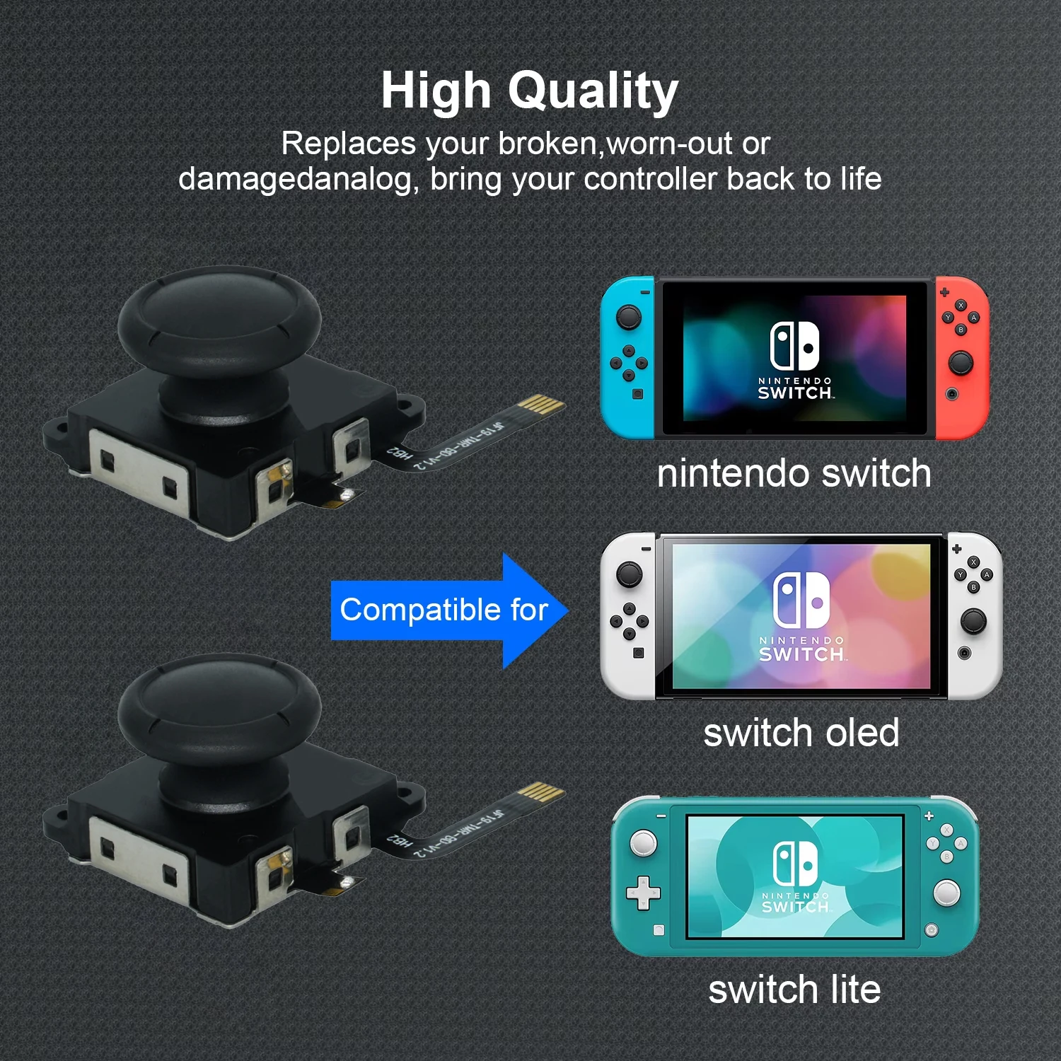 RGEEK 1/2PCS TMR Electromagnetic Joystick No Drifting Higher Sensitivity Thumb Stick for Switch OLED/Switch Lite
