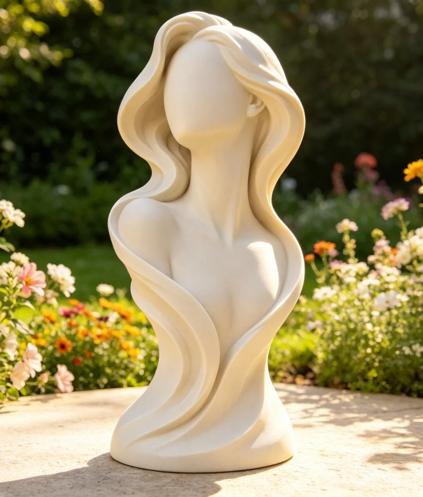 Smooth Curved Woman Figure Without Face for Minimalist Home Decor Gallery Wall Accent Contemporary Art Lover Gift Item