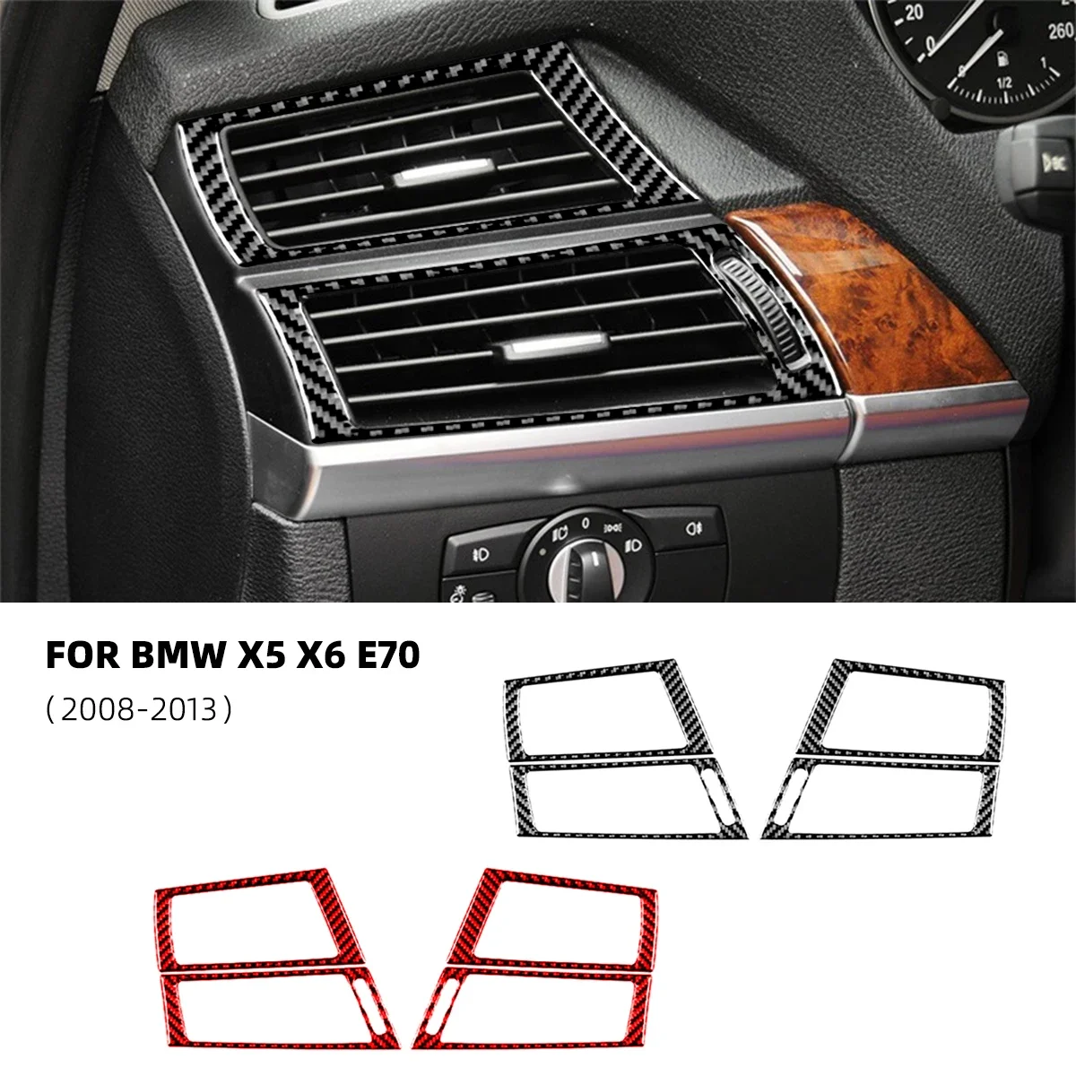 

For BMW X5 E70 X6 2008-2013 Carbon Fiber Car Air-Conditioning Side Air Outlet Decorative Car Accesorios Voiture Car Stickers