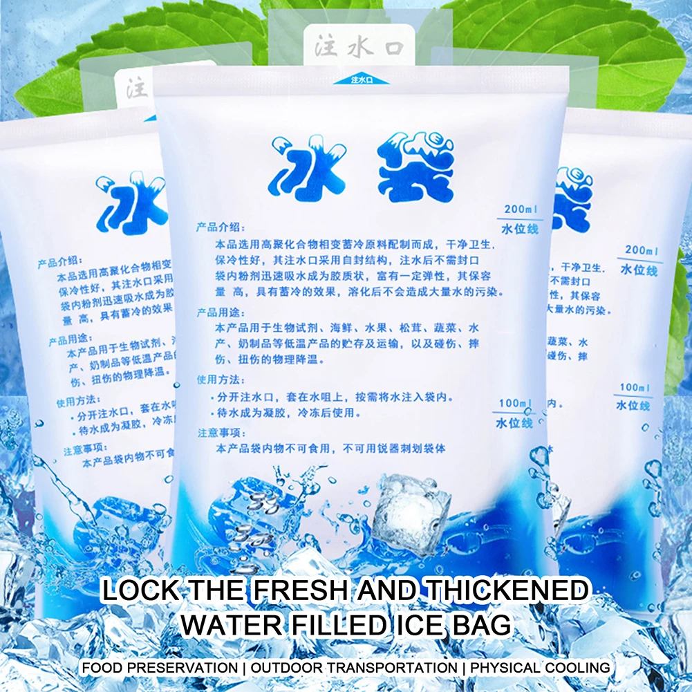 5 pezzi borsa per il ghiaccio riutilizzabile borsa termica per glassa d\'acqua dolore impacco freddo bevande refrigerare il cibo mantenere gel fresco