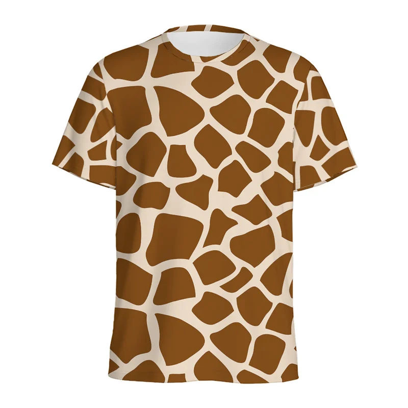 Girl Clothes Printed Animal Skin Cute Giraffe Graphic T Shirts Summer Fashions Comforts O-Neck Short Sleeves T-Shirt for Girls
