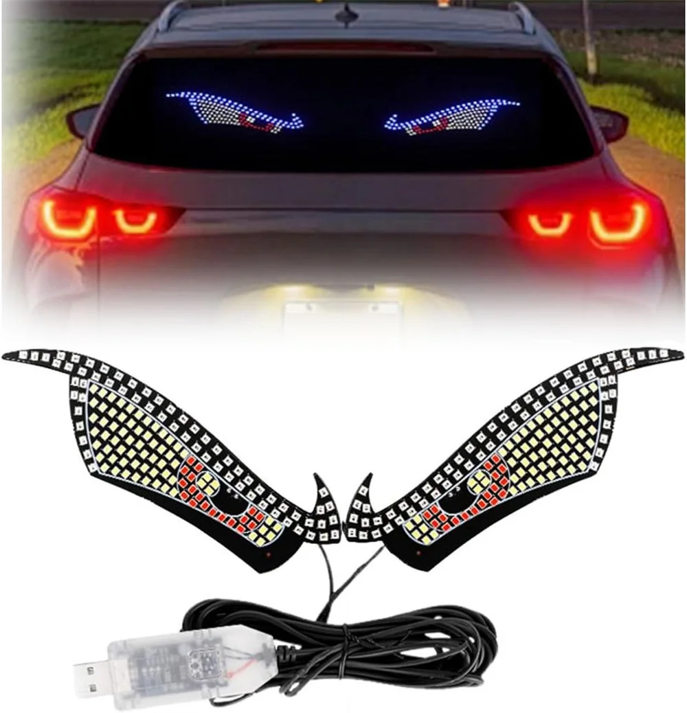  1set USB Big Devil Eyes Light for Cars 11 Modes Devil Eyes Light for RV Windshield Car Dynamic LED Demon Eye Lamp Signs for Ca