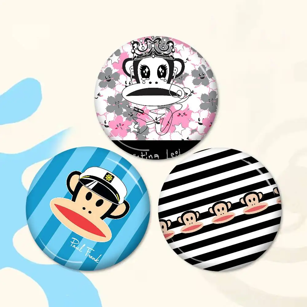 L-Luxurious P-Paul Frank Cartoon Brooches Anime Badge Round Handmade Brooch Lapel Pins Jewelry for Backpack Clothes Gifts