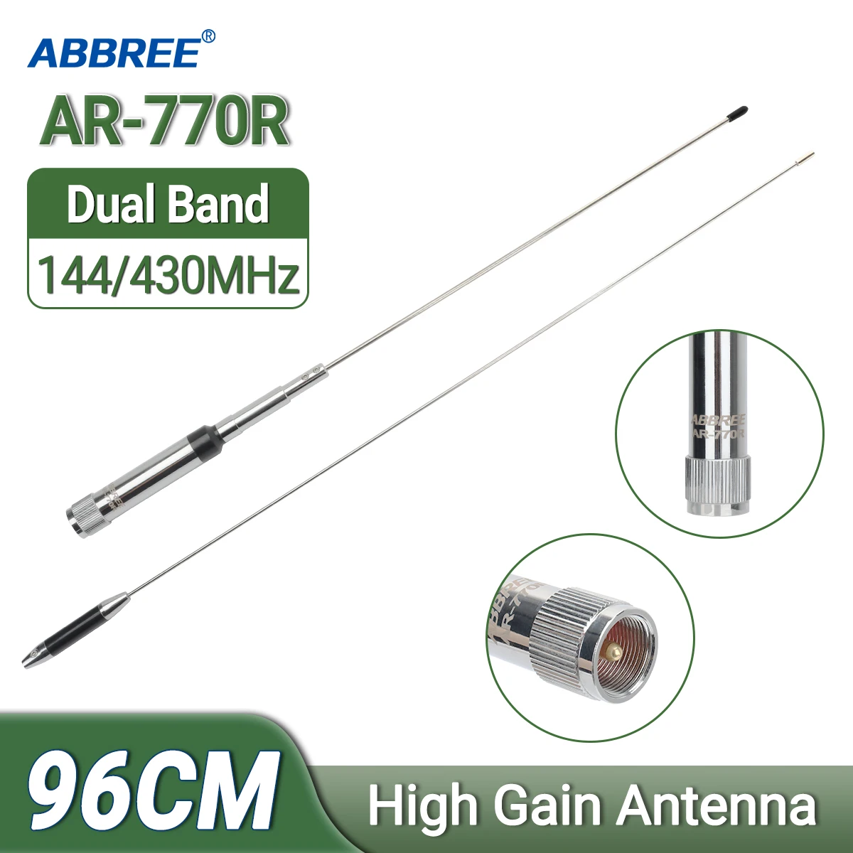 ABBREE AR-770R Dual Band VHF UHF 144/430MHz 3.0/5.5 dBi High Gain Car Radio Mobile Station Antenna For AR-770R TH-9800 BJ-218