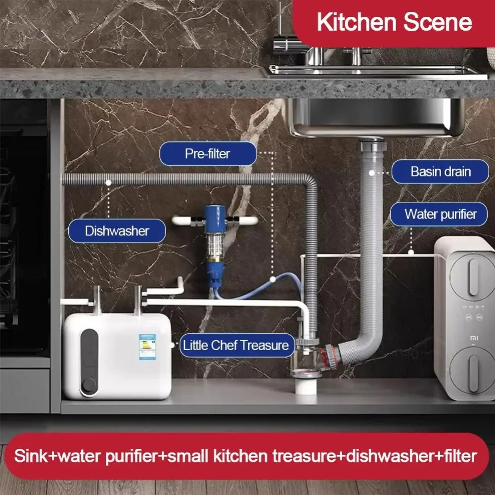 5 in 1 Kitchen Sink Drain Pipe Adapter for Sewer Branch and Multi Appliance Drain Integration Including Dishwasher