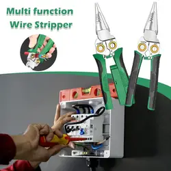 9 In 1 Wire Stripper Stainless Steel Electrician Cable Crimping Cutter Pliers Tool Splitting Wire Clamper Function Multi Wi V4Z9